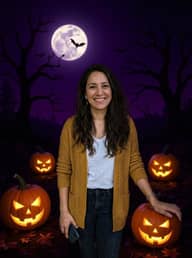 AI Halloween Photoshoot example: the same photo with the Costume preset (Classic)