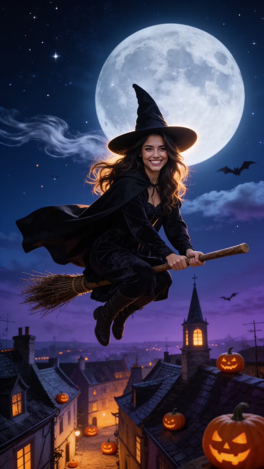 AI Witch Flying made on this page