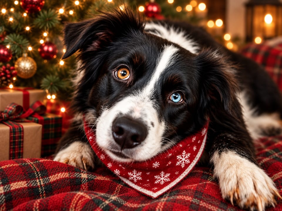 AI result in Christmas Bandana style - AI Christmas Pet Photo