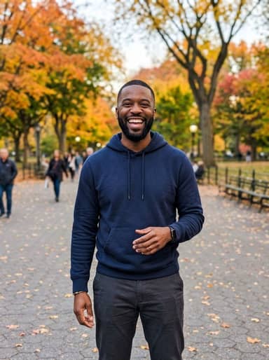 Uploaded photo: A laugh in the park. Same beard and grin, even the same watch, now in a sequined suit among the candy canes.