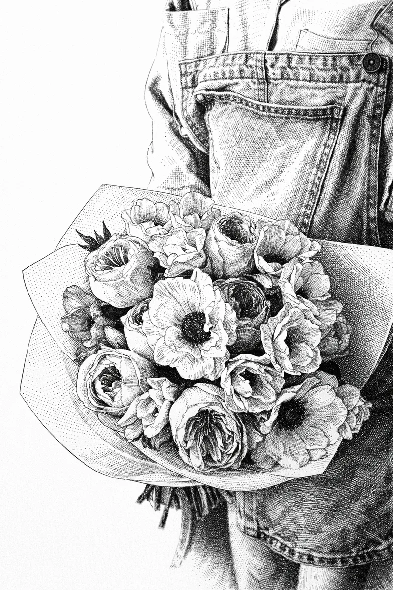 Pen and ink illustration conversion example