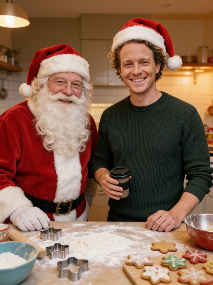 AI result in Make Cookies with Santa style - AI Add Santa Hat to Photo