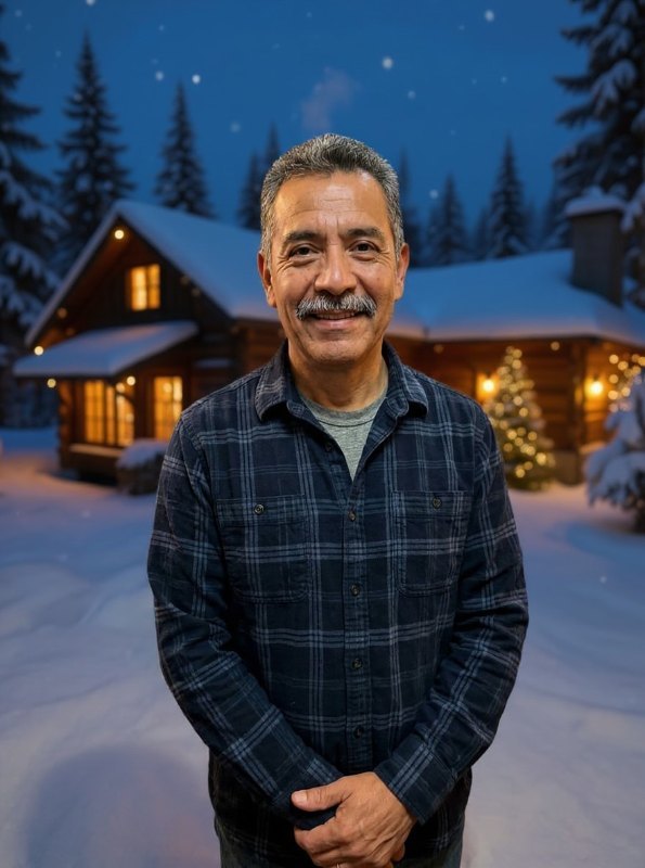 AI result in Snowy Cabin style - AI Christmas Photo Generator