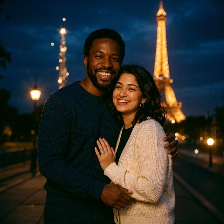 AI result in Eiffel Sparkle style - AI Couple Photo Maker