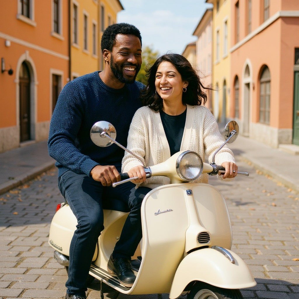 AI result in Summer Vespa style - AI Couple Photo Maker