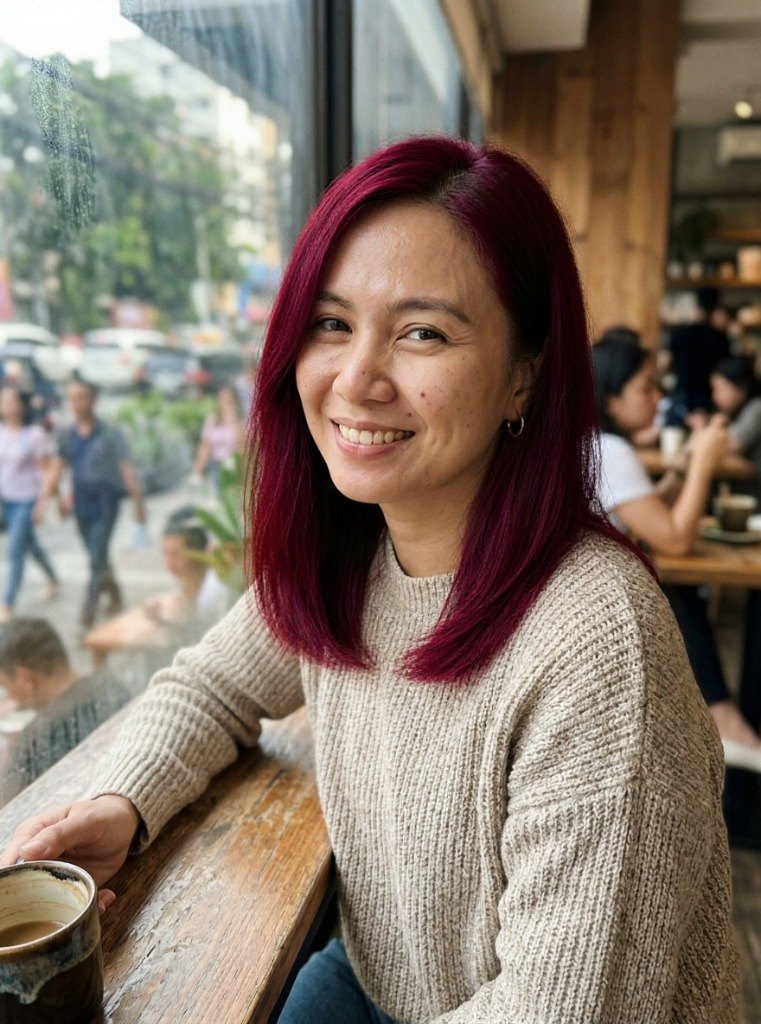 AI result in Burgundy style - AI Hair Color Changer