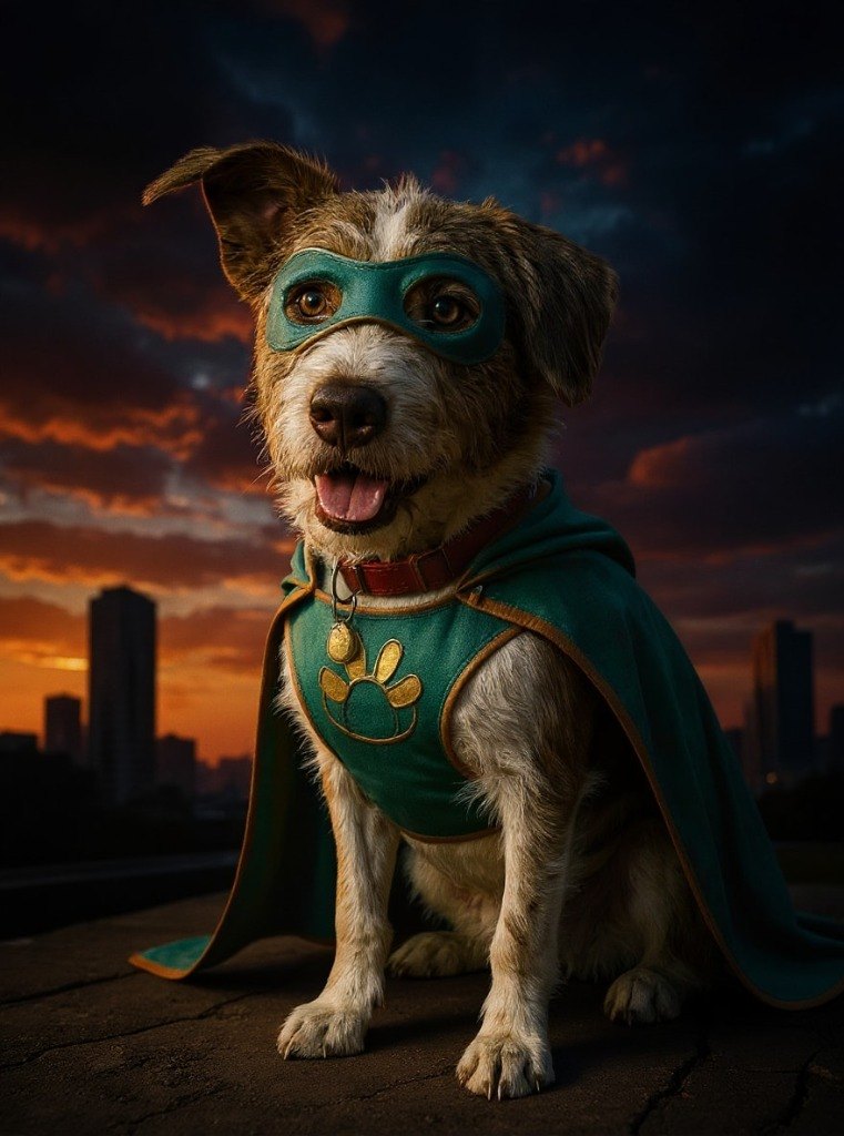 AI result in Superhero style - AI Pet Portrait Generator
