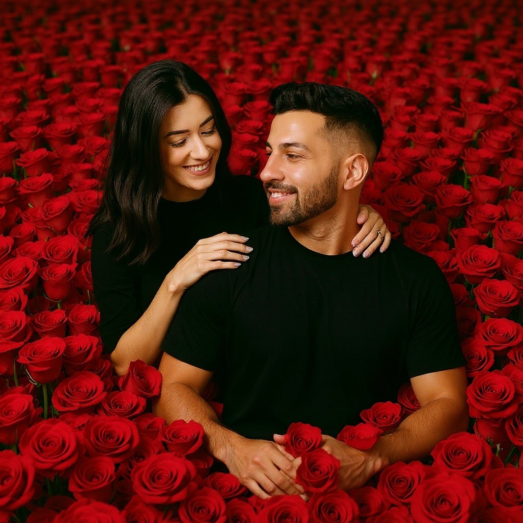 AI result in Sea of Roses style - AI Valentines Day Photoshoot