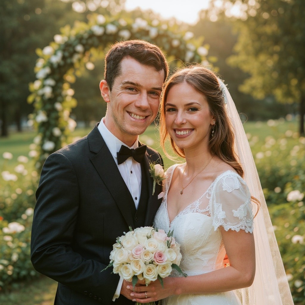 AI result in Golden Garden style - AI Wedding Photo Generator