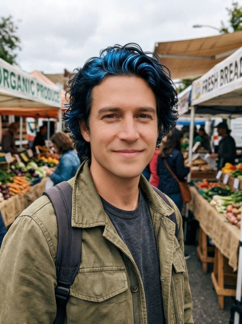 AI result in Blue Black style - Black Hair Filter