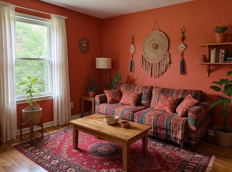 AI result in Bohemian style - AI Living Room Design Generator
