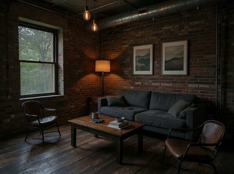 AI result in Industrial style - AI Living Room Design Generator