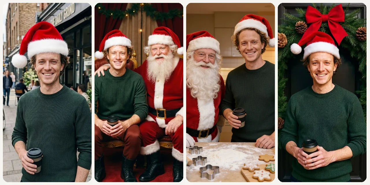 AI Add Santa Hat to Photo use case - Office & Team Holiday Posts
